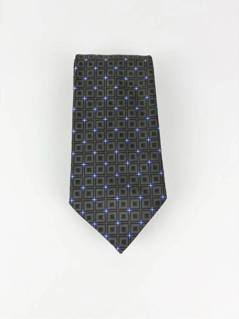 Mark Pendleton Italy Von Maur Dark Grey Blue Micro Daisy Ailk Mens Neck Tie